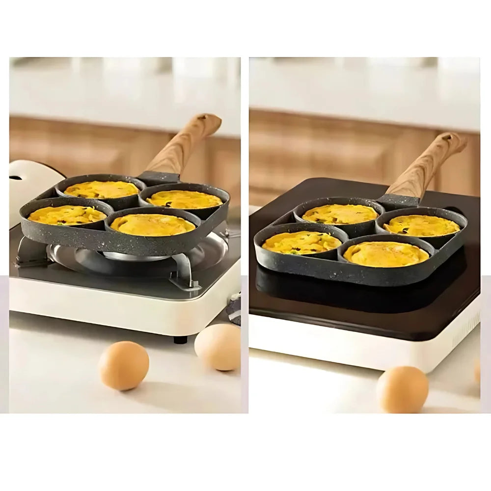 Nonstick Frying Pan With 3 or 4 Partitions Frying Egg Bacon Meat Chicken Snack Multipurpose