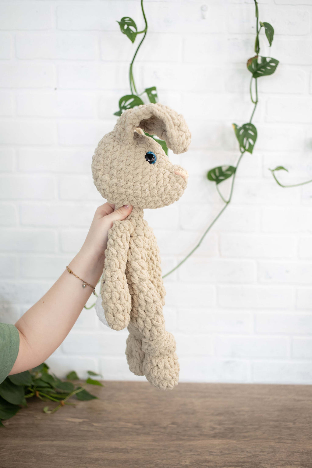 Crochet Bunny Dog Lovey, Crochet Stuffed Animal, Amigurumi Bunny Snuggler-3