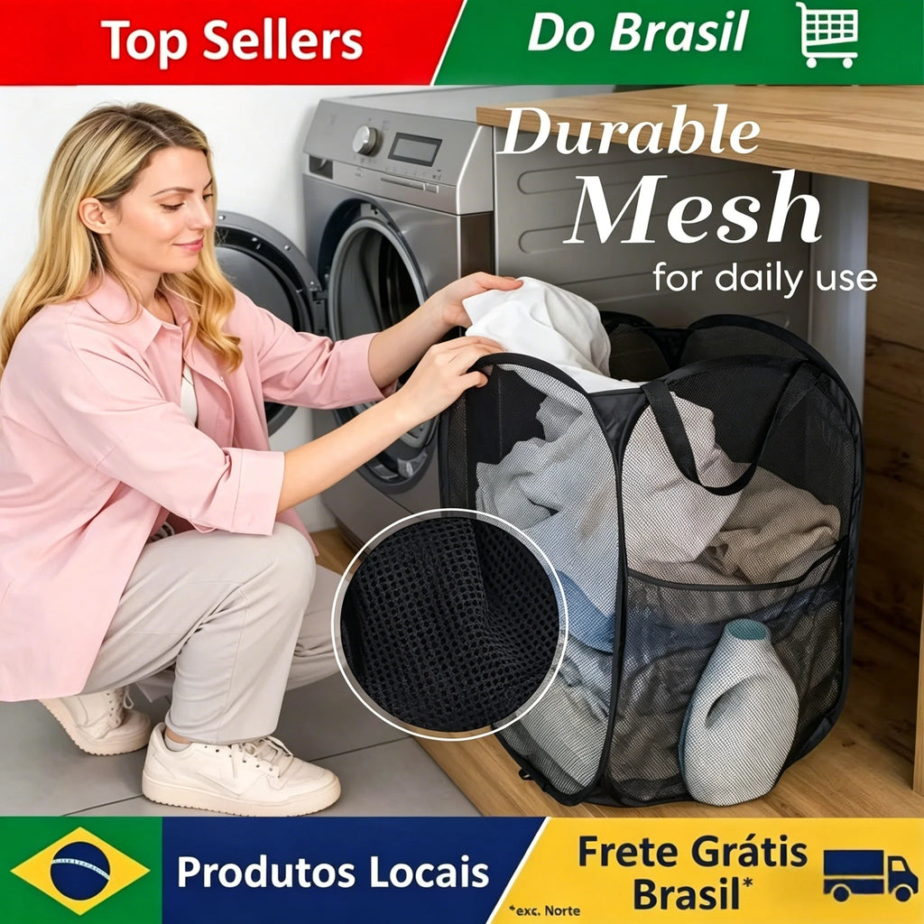 Folding Dirty Laundry Sorting Basket Washing Frame Bathroom Cloth Mesh Storage Bag Frame Bucket Laundry Organizers Storage Pouch