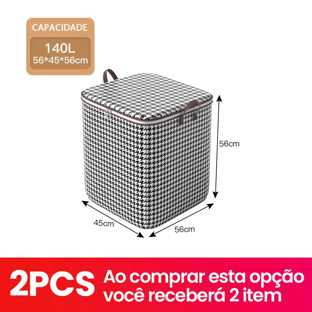 Caixa Organizadora com Tampa para Armário, Armazenamento Compacto de Mantas e Edredons