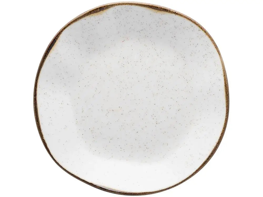 20 Pieces Oxford Round Ceramic White and Brown Maresia Tea Dining Apparatus