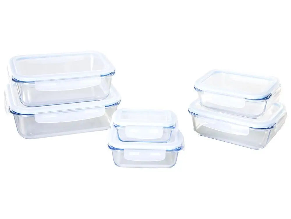 Brinox Lock & Stock Rectangular Glass Jar Set with Lids, 6 Pieces