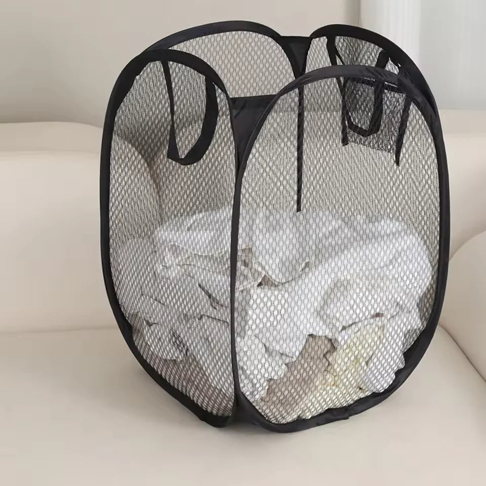 Folding Dirty Laundry Sorting Basket Washing Frame Bathroom Cloth Mesh Storage Bag Frame Bucket Laundry Organizers Storage Pouch