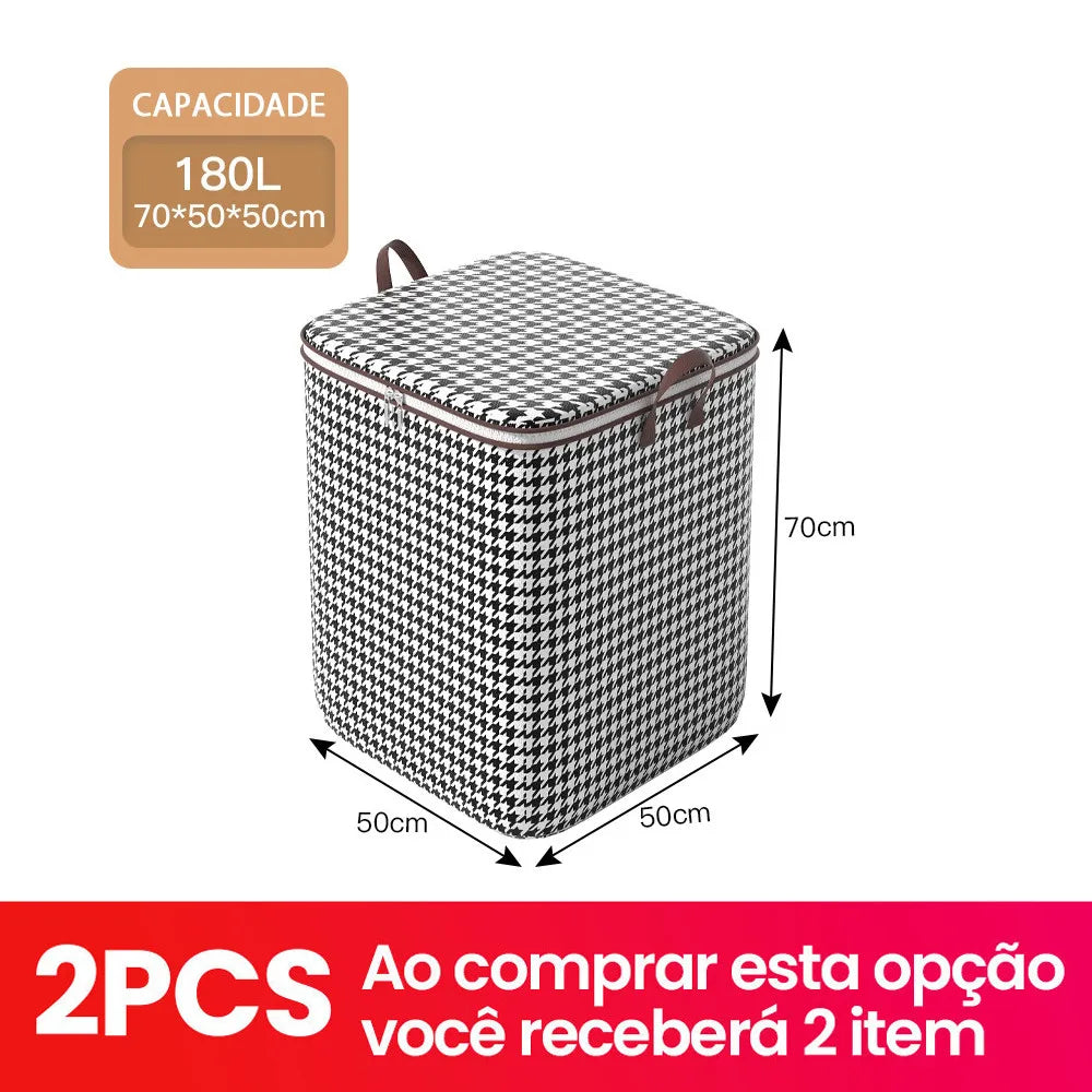Caixa Organizadora com Tampa para Armário, Armazenamento Compacto de Mantas e Edredons