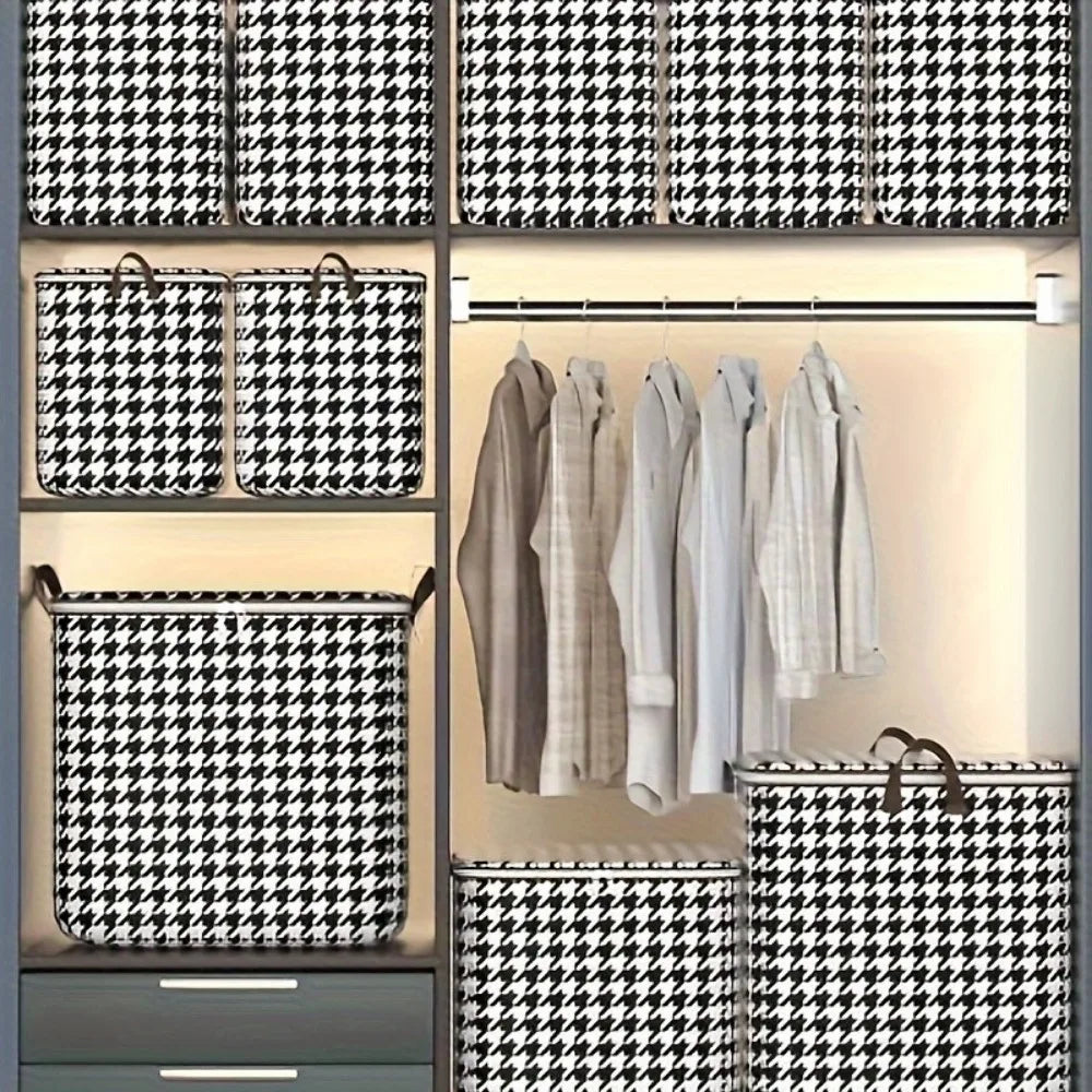 Caixa Organizadora com Tampa para Armário, Armazenamento Compacto de Mantas e Edredons