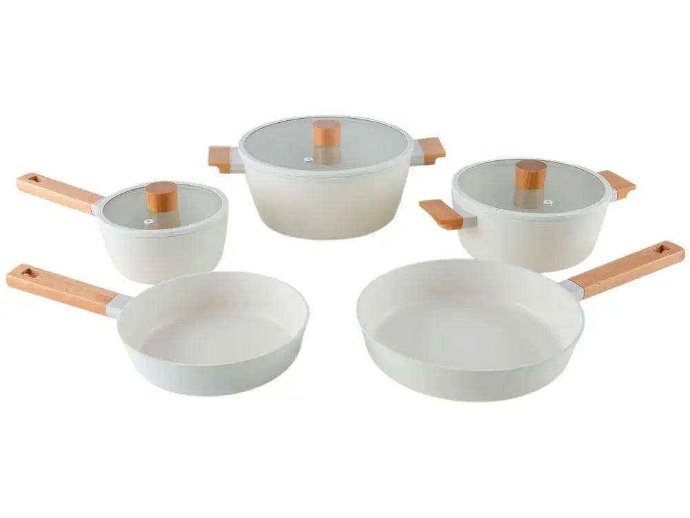 Ceramic Life Nordic Cookware Set Ceramic Cream Coating 5 Pieces