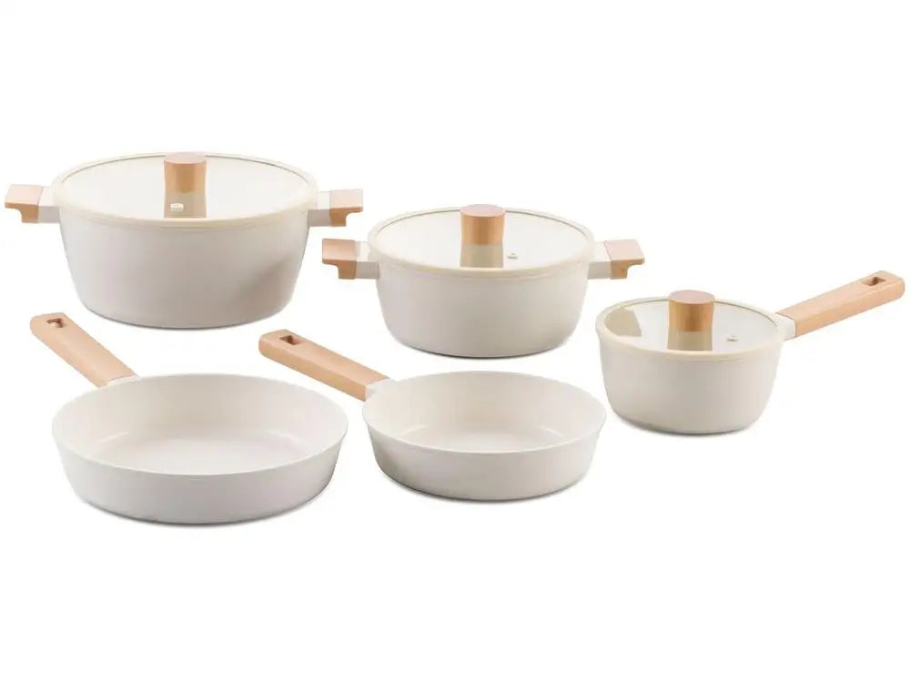Ceramic Life Nordic Cookware Set Ceramic Cream Coating 5 Pieces