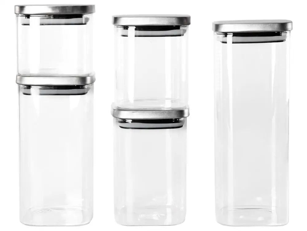 Brinox Lock & Stock 5-Piece Square Glass Food Storage Set