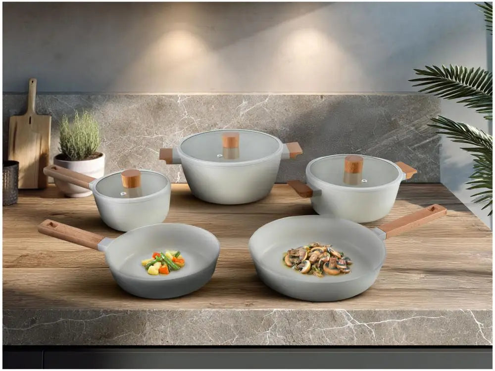 Ceramic Life Nordic Cookware Set Ceramic Cream Coating 5 Pieces