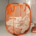 Folding Dirty Laundry Sorting Basket Washing Frame Bathroom Cloth Mesh Storage Bag Frame Bucket Laundry Organizers Storage Pouch