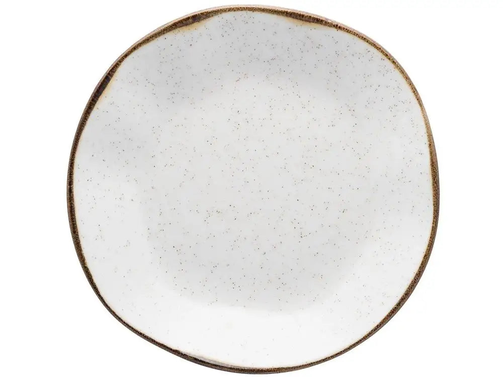 20 Pieces Oxford Round Ceramic White and Brown Maresia Tea Dining Apparatus
