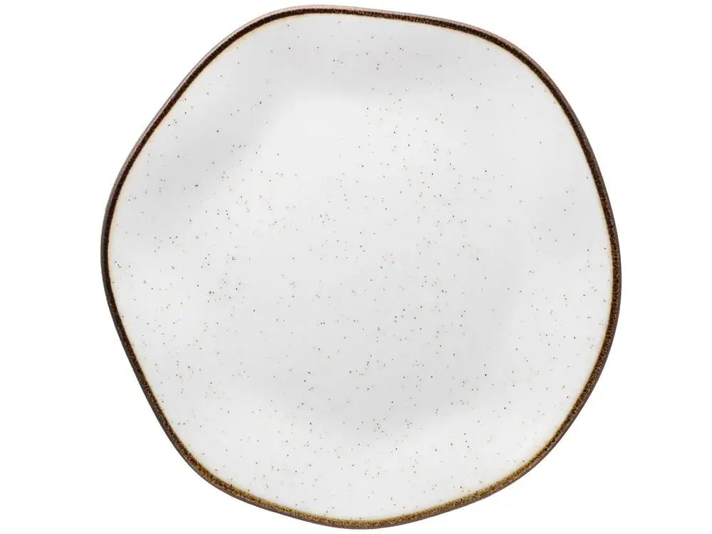 20 Pieces Oxford Round Ceramic White and Brown Maresia Tea Dining Apparatus