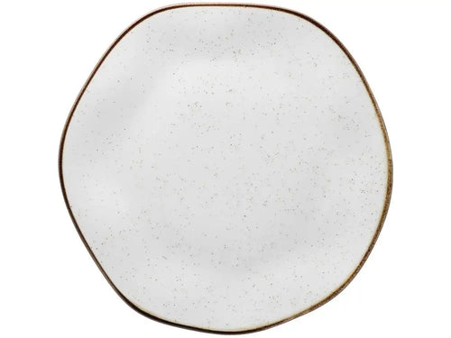 20 Pieces Oxford Round Ceramic White and Brown Maresia Tea Dining Apparatus